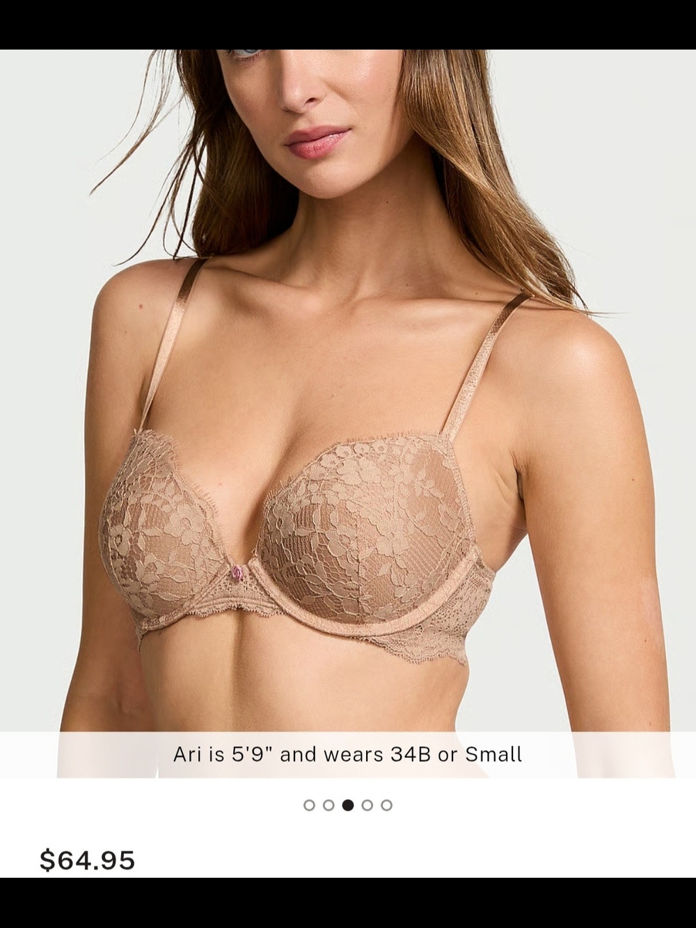 NWT Victoria's Secret Lace Underwire Push-up Bra in Beige Tan 36C